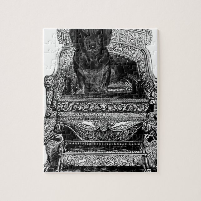 Dackel auf Thron-Kronen-Hund Puzzle (Vertikal)