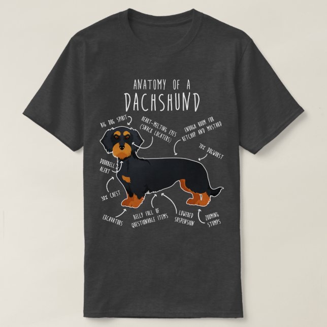 Dackel  aus schwarzem und tanischem Drahthaar Anat T-Shirt (Design vorne)