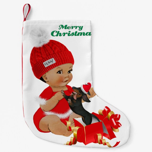 Dackel Baby Strumpf Kleiner Weihnachtsstrumpf (Vorderseite)