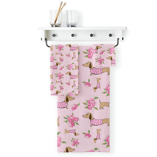 Dackel Badetuch Set Dackel + Peones Blumenstrauß