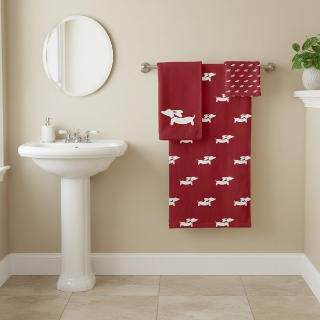 Dackel Badezimmer Handtuch Set | 3 Dackel Bath (Dachshund Bathroom Towel Set | 3 Piece Doxie Bath)