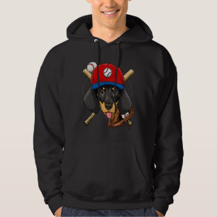 Dackel Baseball Dog liebt Baseball Player Hoodie