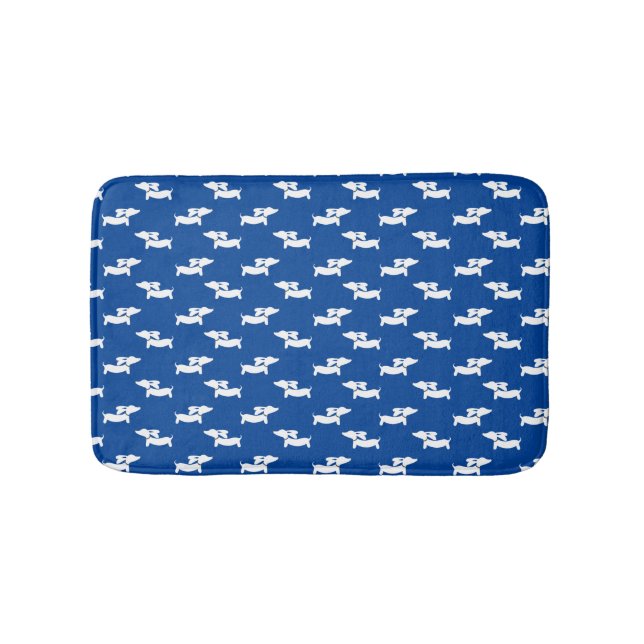 Dackel Bath Mat Blue Dackel Rug Badezimmer Matte (Vorderseite)