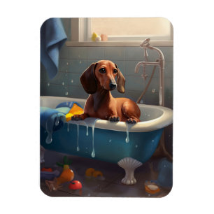 Dackel Bathtime Fun Magnet