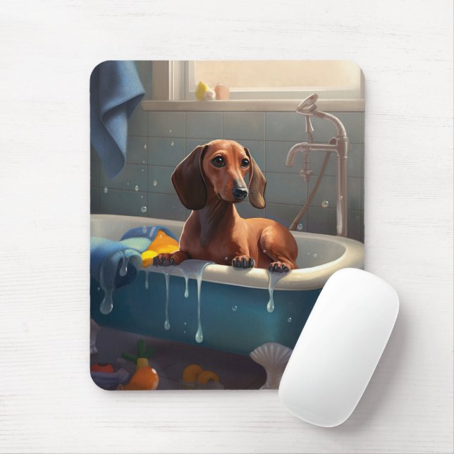 Dackel Bathtime Fun Mousepad (Mit Mouse)