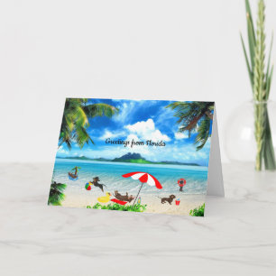 Dackel Beach Grußkarte Karte