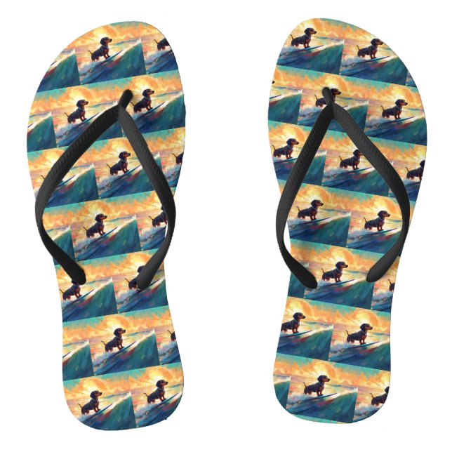 Dackel Beach Surf Malerei Flip Flops (Fußbett)