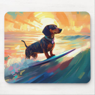 Dackel Beach Surf Malerei Mousepad