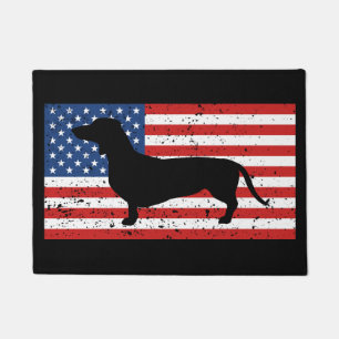 Dackel beunruhigte amerikanische Flagge Fußmatte