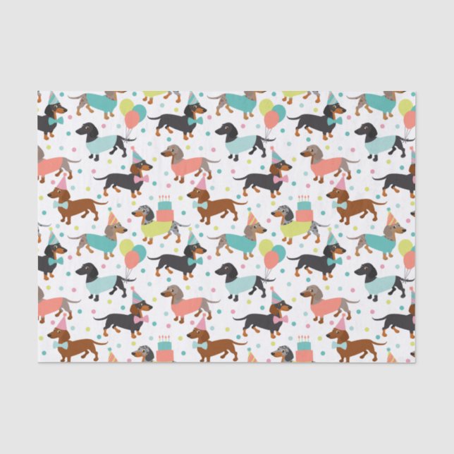 Dackel Birthday Tissue Paper Seidenpapier (Vorderseite)