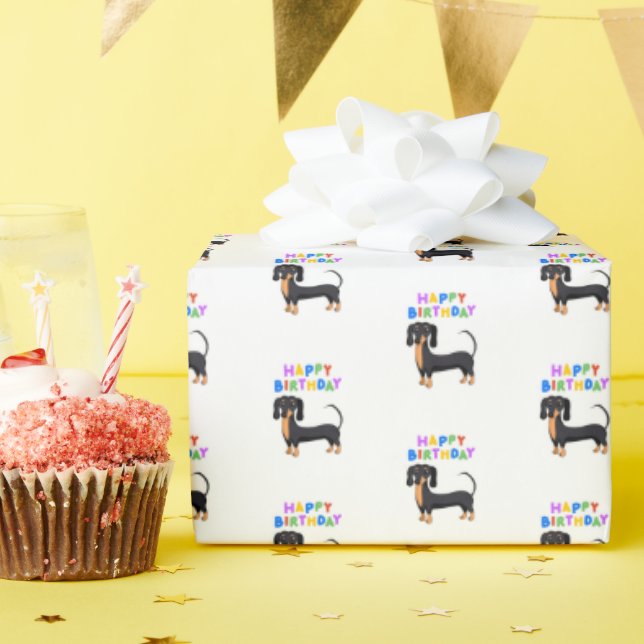 Dackel Black and Tan Geburtstag Geschenkpapier (Geburtstagsparty)