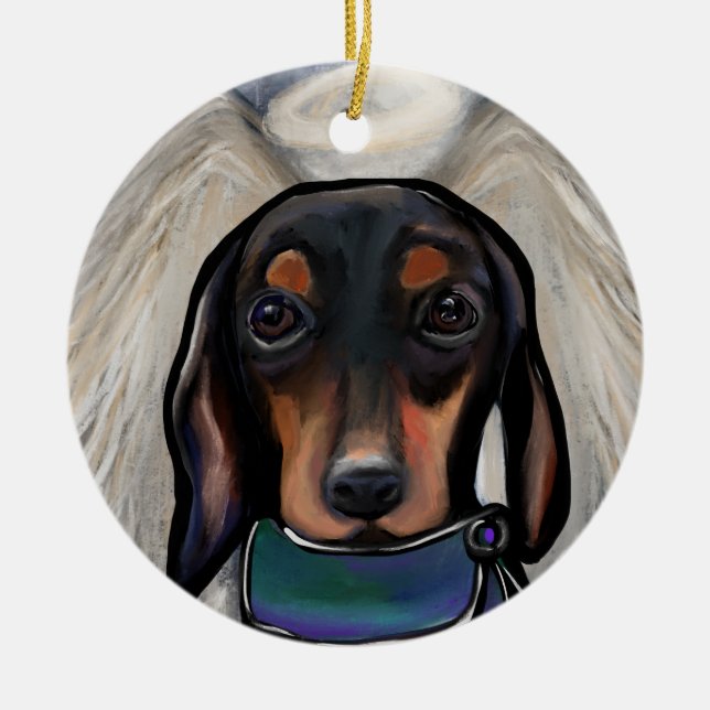 Dackel Black and Tan Keramik Ornament (Vorne)