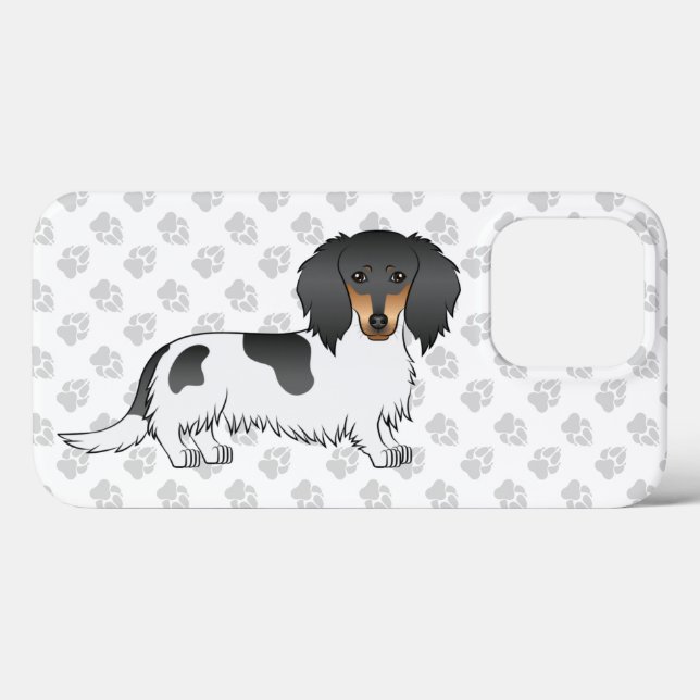 Dackel Black and Tan Piebald Long Hair Hund Case-Mate iPhone Hülle (Rückseite (Horizontal))