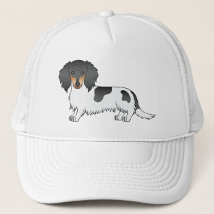Dackel Black and Tan Piebald Long Hair Hund Truckerkappe