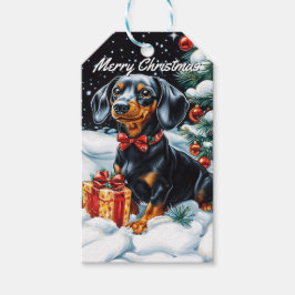 Dackel Black and Tan Weihnachten Geschenkanhänger