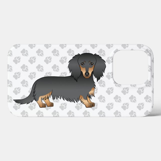 Dackel "Black & Tan Long Hair" Case-Mate iPhone Hülle (Rückseite (Horizontal))