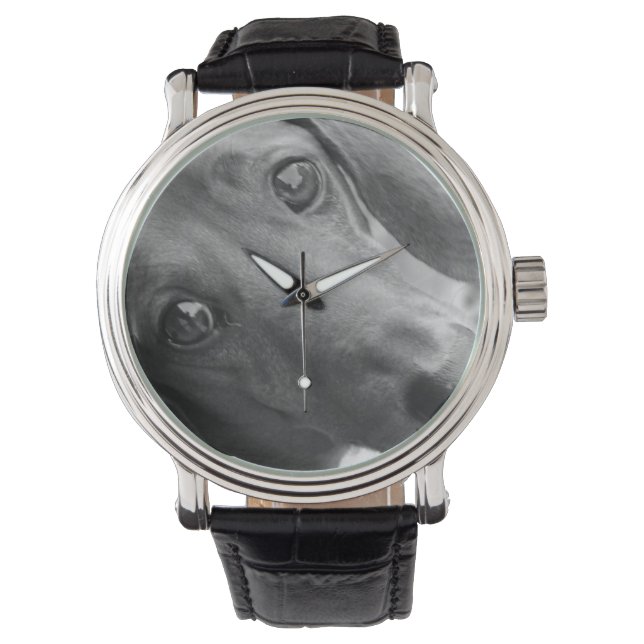 Dackel Black & White Hund Lover's Watch Armbanduhr (Vorderseite)