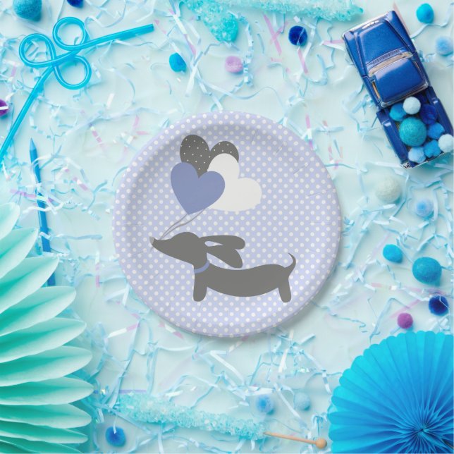 Dackel Blue Baby Shower Paper Teller Polka Dots (Party)
