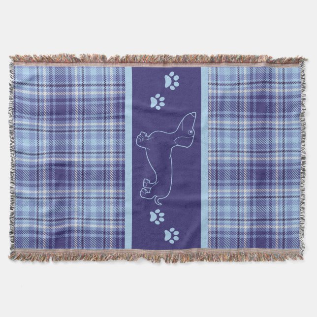 Dackel Blues Kariert Throw Blanket Decke (Vorderseite)