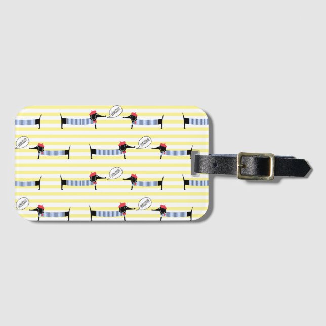 Dackel Bonjour Gepäckmarke Gepäckanhänger (Vorderseite (Horizontal))