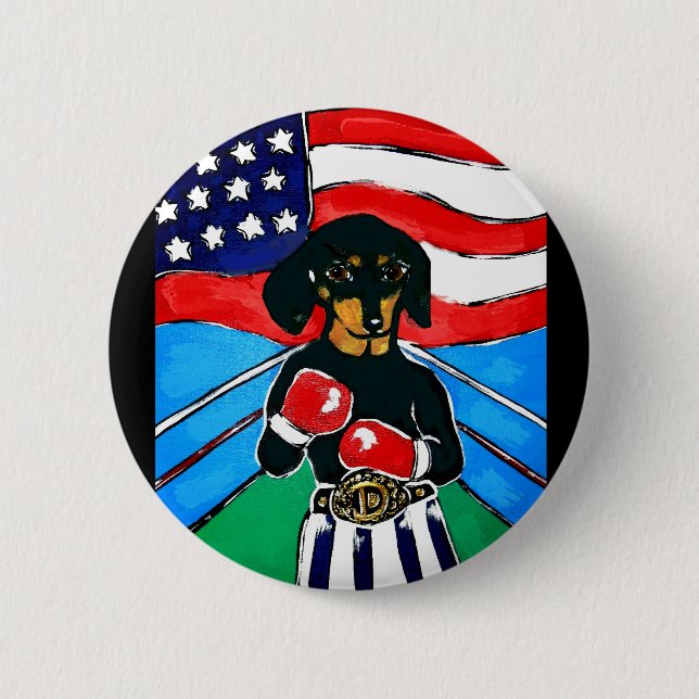 Dackel Boxer Button (Vorderseite)