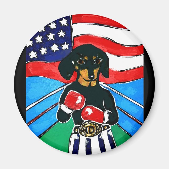 Dackel Boxer Magnet (Vorne)