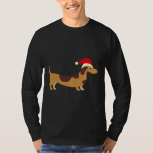 Dackel Brown Dackel Weihnachtsmannmütze Chris T-Shirt