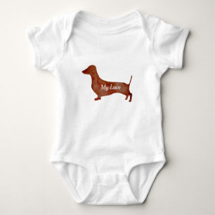 Dackel-Brown-Hundebaby-Jersey-Bodysuit, weiß Baby Strampler