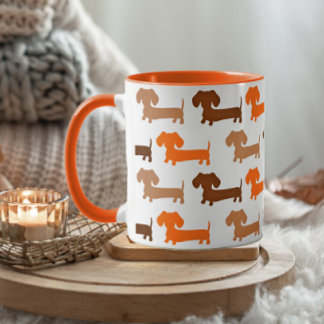 Dackel Browns & Orange Herbstfarben Dackel Liebe Tasse