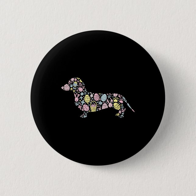Dackel Bunny Ostereier Osterfeiertag Mäuse Button (Vorderseite)