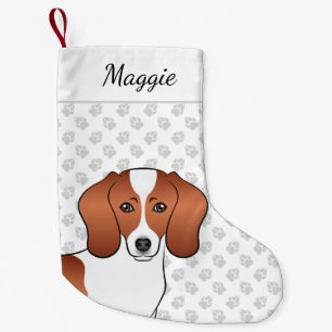 Dackel Cartoon Dog Head Red Pied Smooth Coat Kleiner Weihnachtsstrumpf