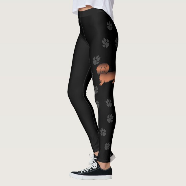 Dackel Cartoon Dog & Paws Leggings (Links)