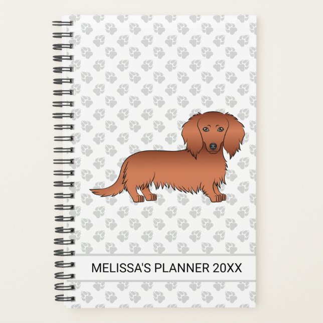 Dackel Cartoon Dog & Text Planer (Vorderseite)