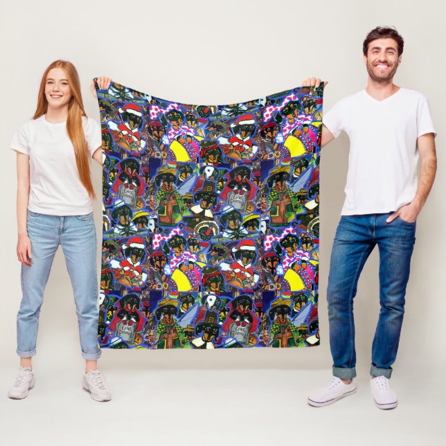 Dackel Cartoon Fleecedecke (Beispiel)