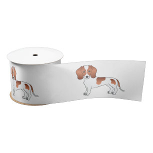 Dackel Cartoon Hunde aus roten und weißen, glatten Satinband