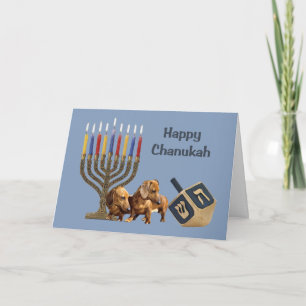 Dackel Chanukah Karte Menorah Dreidel1