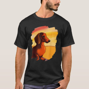 Dackel Chiweenie Dackel Dog Art Sunset Vintag T-Shirt