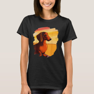 Dackel Chiweenie Dackel Dog Art Sunset Vintag T-Shirt