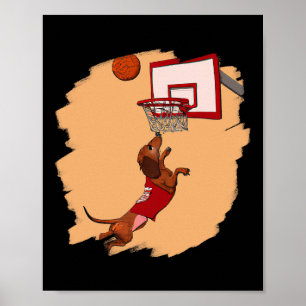 Dackel Chiweenie Dackel Hund spielen Bysketbyll Poster