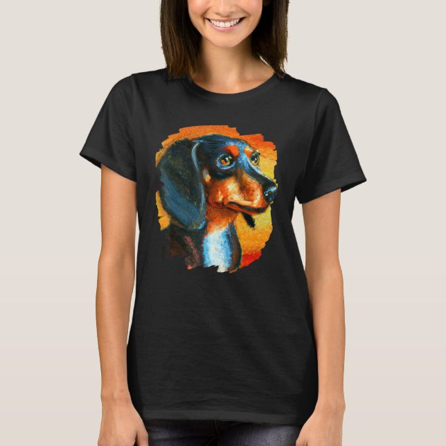 Dackel Chiweenie Dackel Hunde Farbmalerei Hunde T-Shirt (Vorderseite)