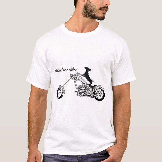 Dackel Chopper Motorradfahrer T-Shirt (Vorderseite)