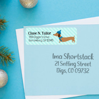 Dackel Christmas Blue Address Labels
