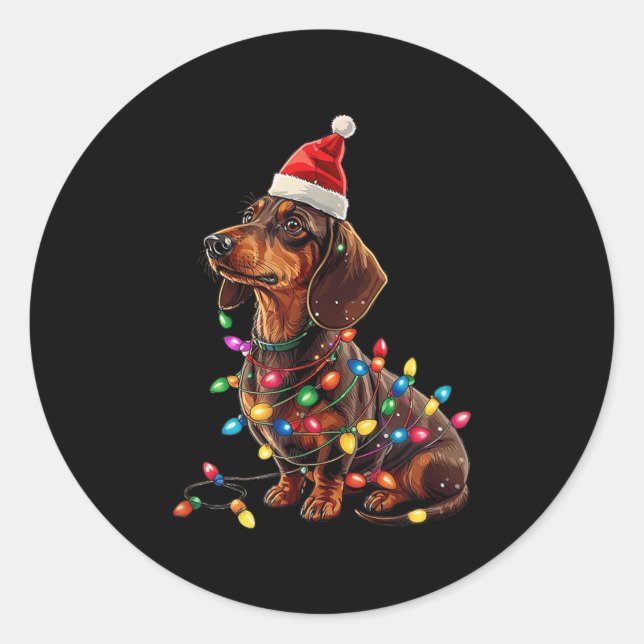 Dackel Christmas Weiner Dog Xmas Pajamas Niedlich  Runder Aufkleber (Vorderseite)