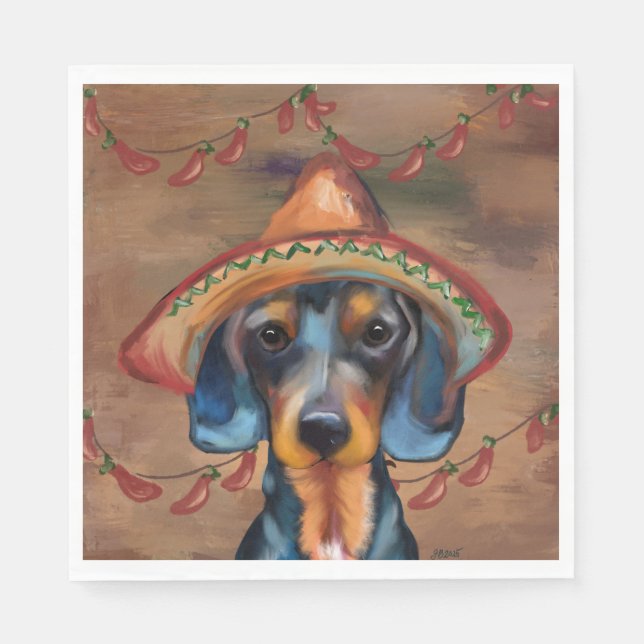 Dackel Cinco de Mayo Serviette (Vorderseite)
