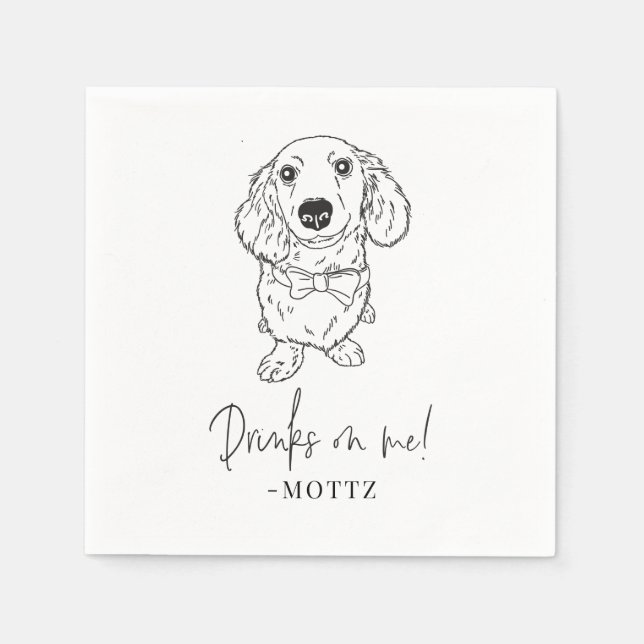 Dackel Cocktail Napkin Hund Hochzeit Moderne Serviette (Vorderseite)