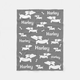 Dackel Custom Gray Blanket für Dackel Hunde Fleecedecke