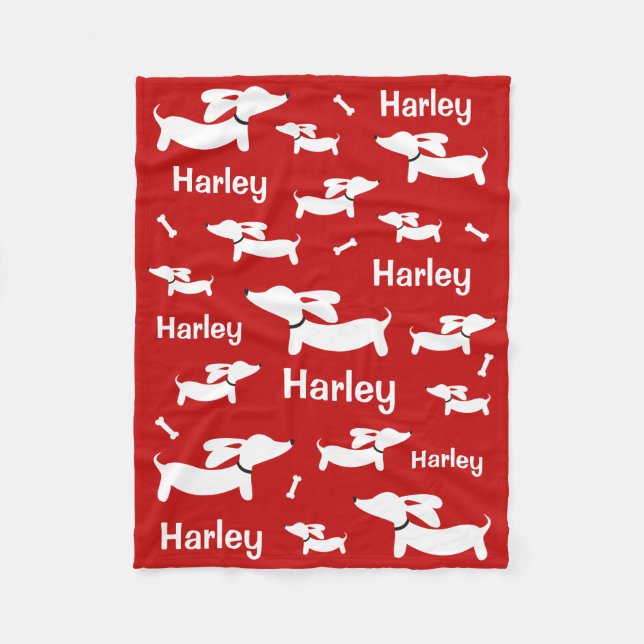 Dackel Custom Red Blanket für Dackel Hunde Fleecedecke (Vorderseite)