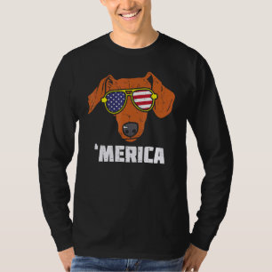 Dackel Dackel American USA Flag 4. Juli Fou T-Shirt
