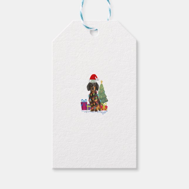 Dackel dackel Dackel Hund hässlich Weihnachtspulli Geschenkanhänger (Vorderseite)