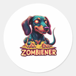 Dackel Dackel Dackel Wurst Zombie Dog Hallowee Runder Aufkleber